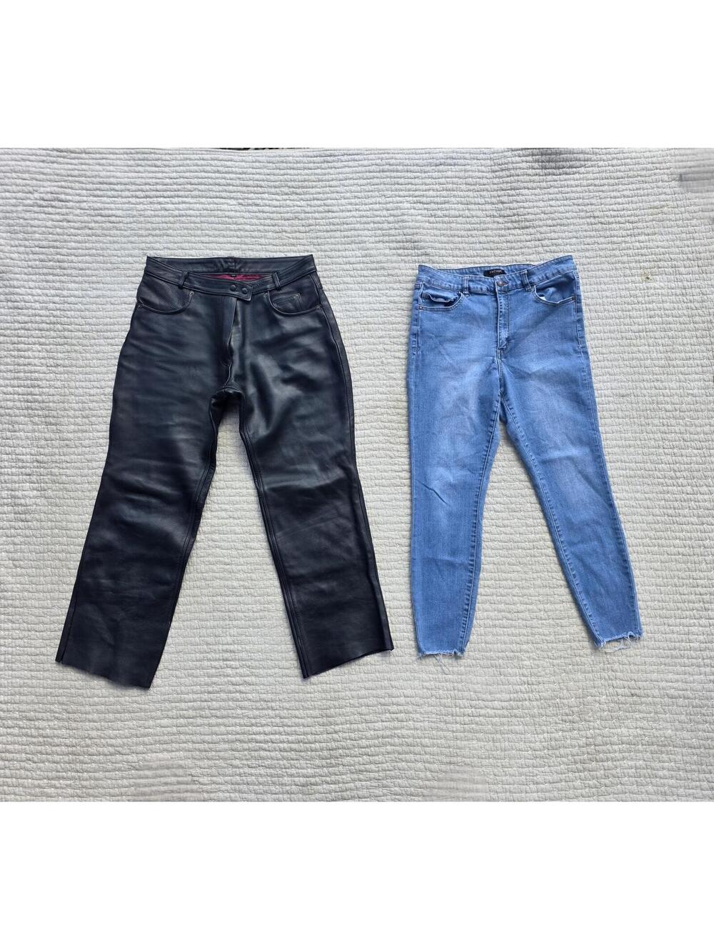 Vintage Jamin Leather Black Biker Pants + Refuge Denim jeans - Women sz 14 lot